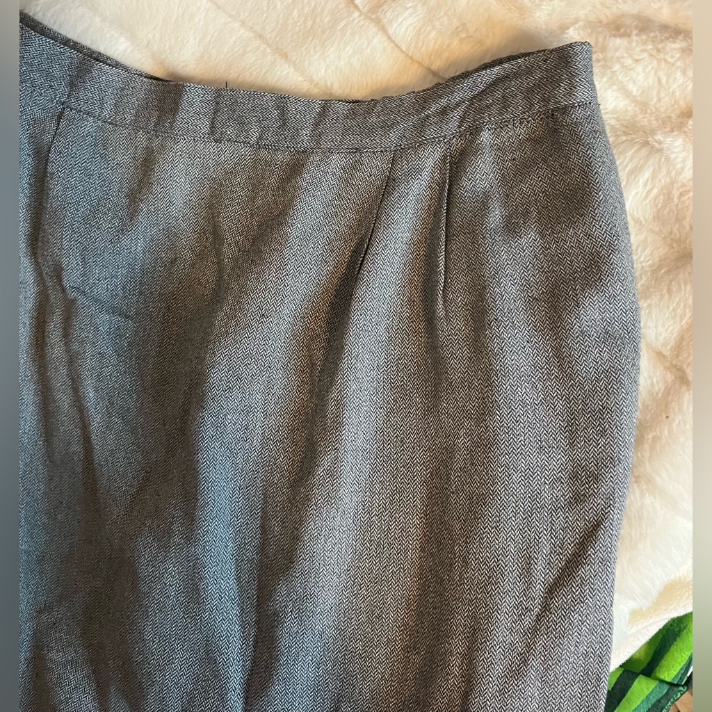 Vintage Worthington Womens 16/18 Skirt Grey Black Herringbone Straight Workwear